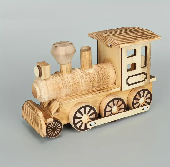Wooden steam train model